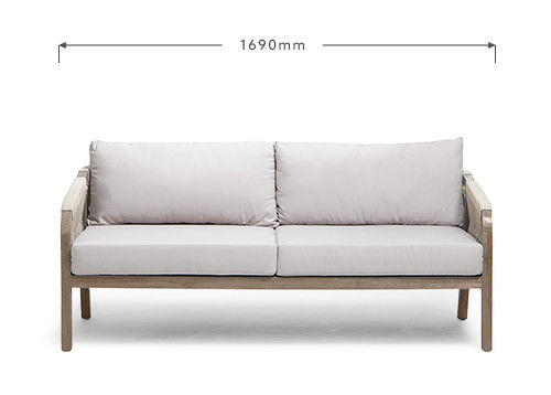 Sofá de tela de cuerda Conjunto de patio AJUNION Marco de madera de teca Muebles exteriores para jardines de playa