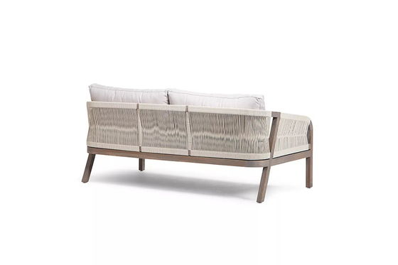 Sofá de tela de cuerda Conjunto de patio AJUNION Marco de madera de teca Muebles exteriores para jardines de playa