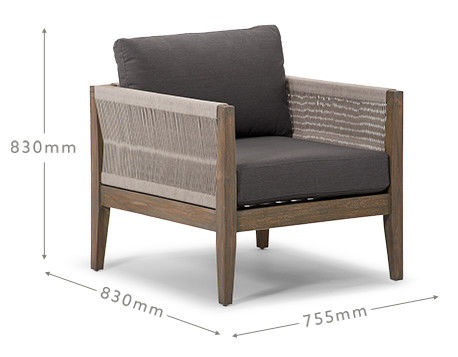 Conjunto de jardín AJUNION Muebles de teca de lujo Muebles de exterior Salón Conjunto de patio de cuerda de poliéster moderno