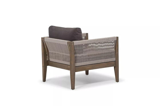 Conjunto de jardín AJUNION Muebles de teca de lujo Muebles de exterior Salón Conjunto de patio de cuerda de poliéster moderno