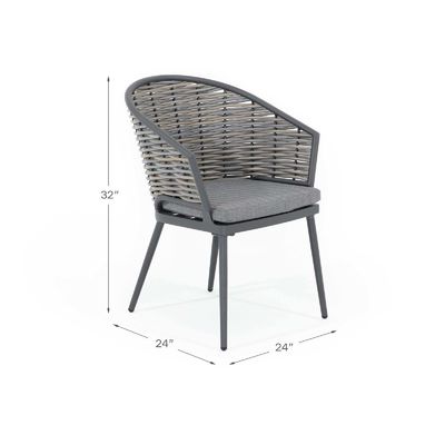 Específico AJUNION Set de comedor al aire libre de Wicker Rattan Cuadro de aluminio Mesa redonda 4 asientos