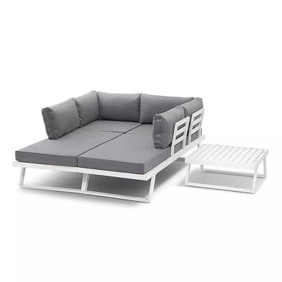 Conjunto de patio con marco de aluminio AJUNION Muebles modernos para exteriores cama de día Conjunto de salón seccional