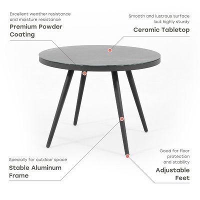 Set de comedor al aire libre con mesa redonda de vidrio templado y sillón de tejido de cuerda