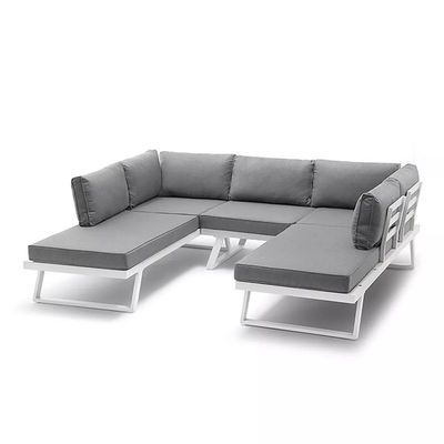 AJUNION Muebles modernos de exterior en forma de U Enmarcado en aluminio Salón de esquina para jardín
