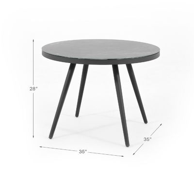 Set de comedor al aire libre con mesa redonda de vidrio templado y sillón de tejido de cuerda