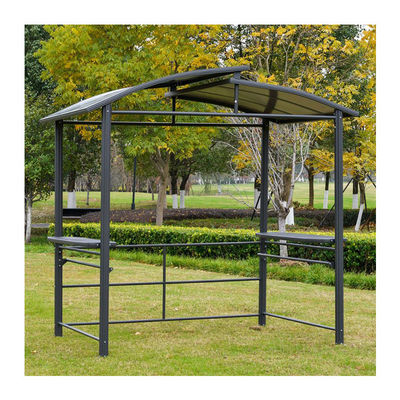 Techo de policarbonato ventilado entrelazado AJUNION Grill al aire libre Gazebo con marco de acero 5x8