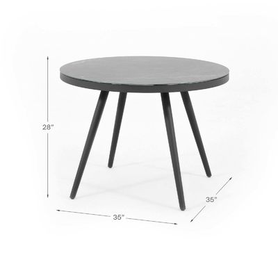 Set de comedor exterior de aluminio para 4 personas Mesa redonda y sillón Muebles de jardín