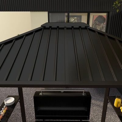 Grilling al aire libre 6x8 Hardtop BBQ Gazebo con 2 estanterías laterales 102 libras H92.5 x W96.5 x D70.9
