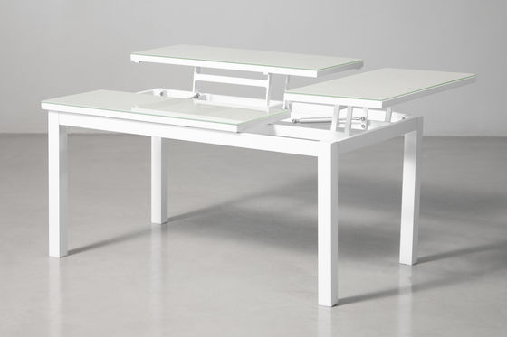 Muebles de patio de aluminio de diseño moderno con mesa ajustable y conjunto de comedor