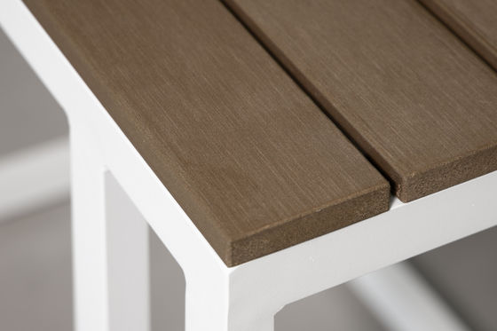 Muebles de patio de aluminio de diseño moderno con mesa ajustable y conjunto de comedor