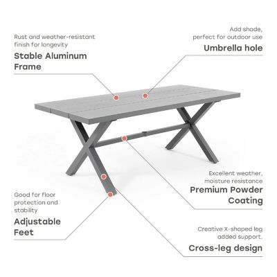 AJUNION X Conjunto de comedor al aire libre para restaurante 76"D x 36"W x 30'H Tamaño de mesa