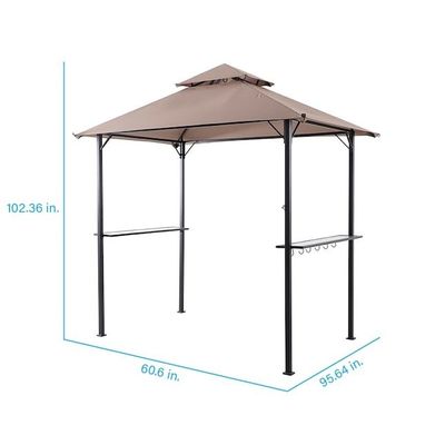 Patio al aire libre Grill Gazebo tienda de campaña AJUNION 5x8 Doble cubierta de barbacoa con marco de acero