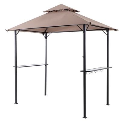 Patio al aire libre Grill Gazebo tienda de campaña AJUNION 5x8 Doble cubierta de barbacoa con marco de acero