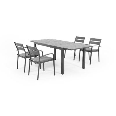 Mesa y silla de comedor de metal extensible para 4-8 personas en el patio por AJUNION