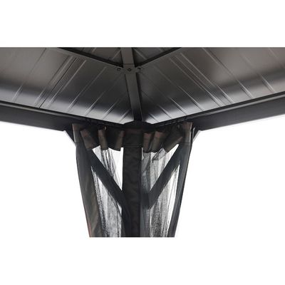 Tejido de poliéster AJUNION Acero galvanizado de 10x10 pies con doble techo Gazebo Canopy con cremallera