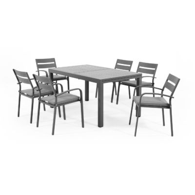 Mesa y silla de comedor de metal extensible para 4-8 personas en el patio por AJUNION