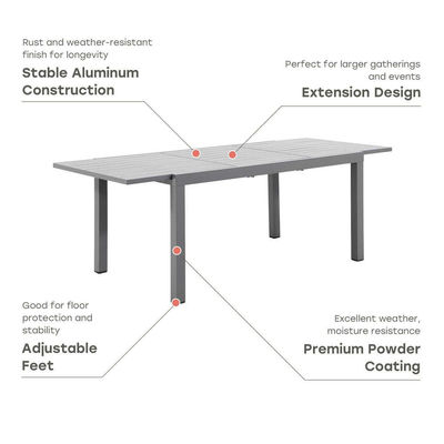 Mesa y silla de comedor de metal extensible para 4-8 personas en el patio por AJUNION