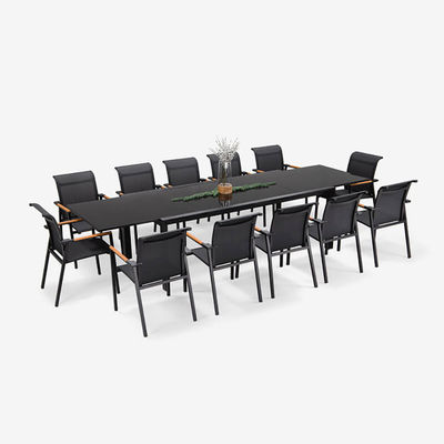 Sillones apilables y mesa extensible AJUNION Set de comedor de aluminio para patio o jardín