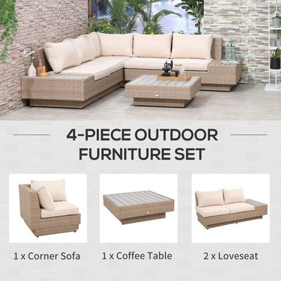 Muebles de patio al aire libre de diseño moderno Sofá de esquina de ratan de vidrio para jardín