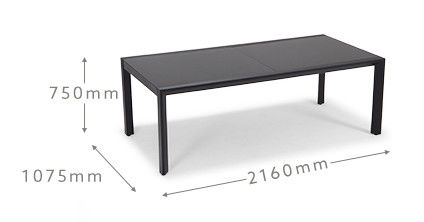 Conjunto de patio extensible L 336.5 x W 107.5 x H 75cm AJUNION Mesa de aluminio al aire libre