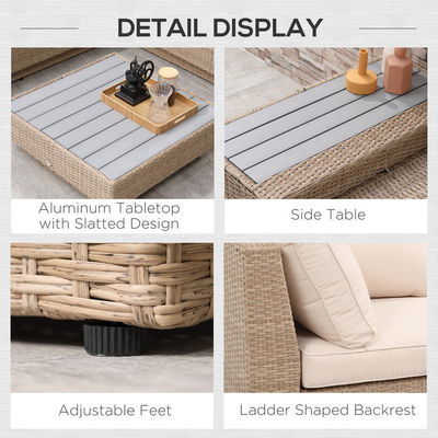 Muebles de patio al aire libre de diseño moderno Sofá de esquina de ratan de vidrio para jardín