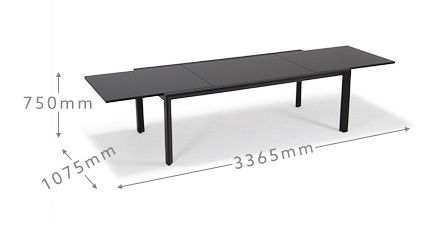 Conjunto de patio extensible L 336.5 x W 107.5 x H 75cm AJUNION Mesa de aluminio al aire libre