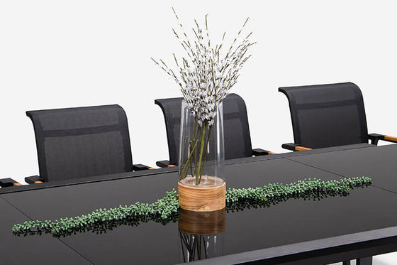 Conjunto de patio extensible L 336.5 x W 107.5 x H 75cm AJUNION Mesa de aluminio al aire libre