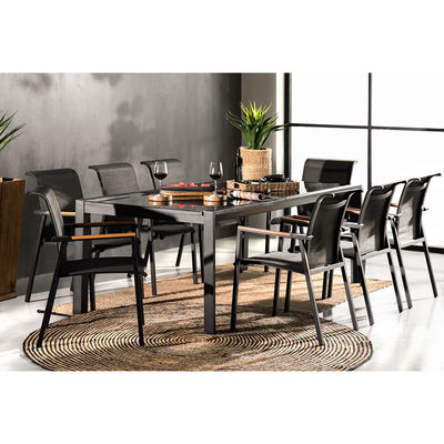 Mesa de comedor extensible de 8 asientos con sillón en diseño moderno de lujo