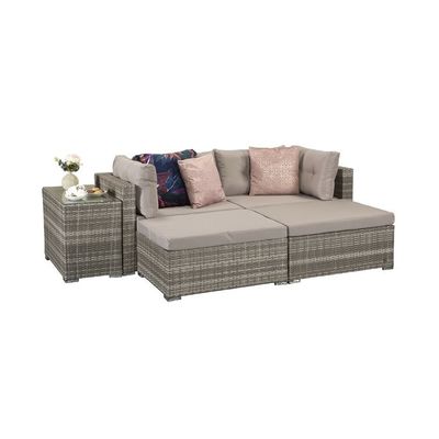 Salón al aire libre con marco metálico AJUNION Muebles de jardín de ratán W52 x D56 x H87cm
