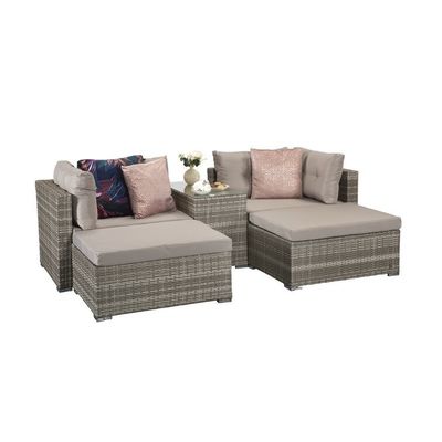 Salón al aire libre con marco metálico AJUNION Muebles de jardín de ratán W52 x D56 x H87cm