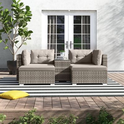 Salón al aire libre con marco metálico AJUNION Muebles de jardín de ratán W52 x D56 x H87cm