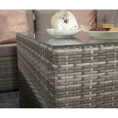 Salón al aire libre con marco metálico AJUNION Muebles de jardín de ratán W52 x D56 x H87cm