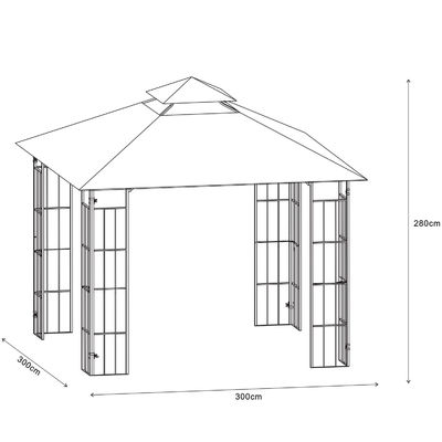 Tejido de poliéster D300 x W300 x H280cm Grill Gazebo Canopy de reemplazo para el refugio del patio