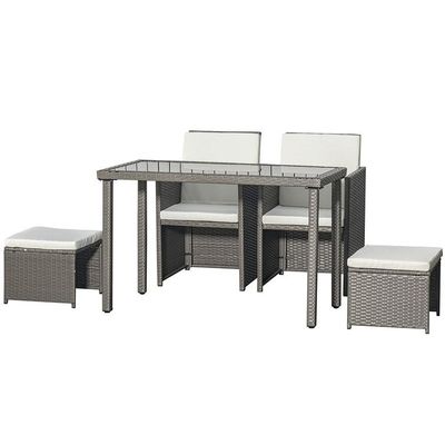 AJUNION Ahorro de espacio Diseño de muebles de jardín Conjunto de cojines y ratan de vícara PE
