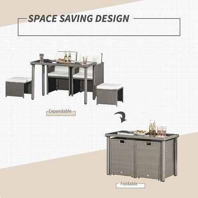 AJUNION Ahorro de espacio Diseño de muebles de jardín Conjunto de cojines y ratan de vícara PE
