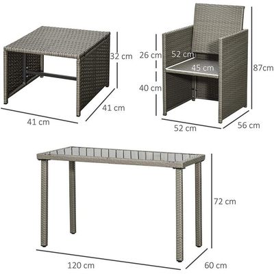 AJUNION Ahorro de espacio Diseño de muebles de jardín Conjunto de cojines y ratan de vícara PE