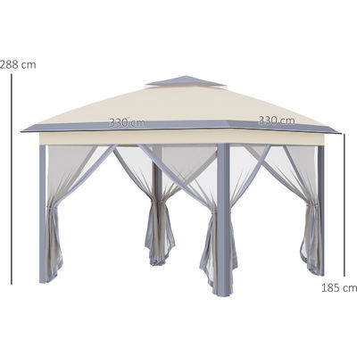 Prueba de pudrición L330 x W330 x H288cm AJUNION Jardín Gazebo al aire libre Canopy Shade Pop Up Tent