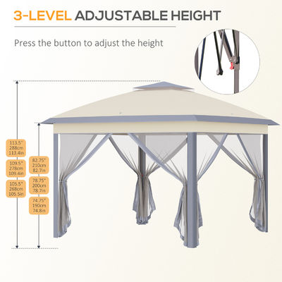 Prueba de pudrición L330 x W330 x H288cm AJUNION Jardín Gazebo al aire libre Canopy Shade Pop Up Tent