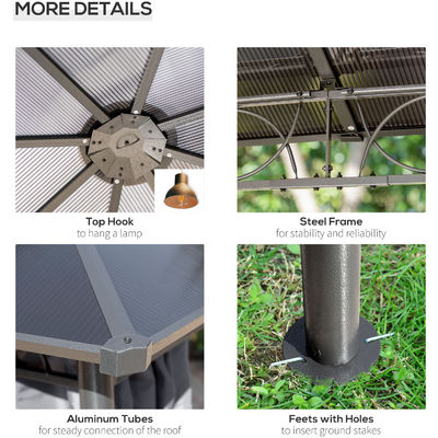 Cuadro de acero AJUNION Área exterior impermeable con techo de policarbonato