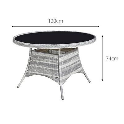 Muebles para exteriores con mesa redonda AJUNION 4 asientos Ratan de tejido resistente a la intemperie
