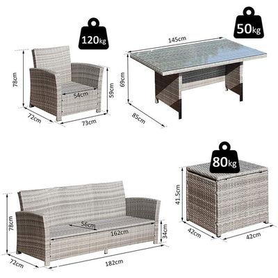 Muebles de jardín de mimbre tejidos a mano con vidrio templado