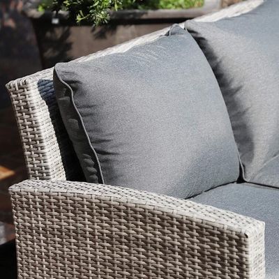 Muebles de jardín de mimbre tejidos a mano con vidrio templado