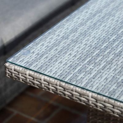 Muebles de jardín de mimbre tejidos a mano con vidrio templado