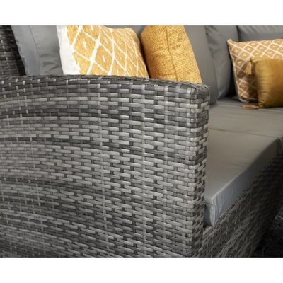 Ocio al aire libre AJUNION 9 asientos PE Rattan muebles de jardín comedor conjunto con cojines