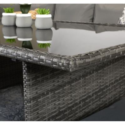 Ocio al aire libre AJUNION 9 asientos PE Rattan muebles de jardín comedor conjunto con cojines