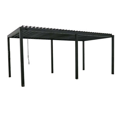 Jardín al aire libre Pergola de metal bioclimático L20xW10ft con sistema de techo impermeable