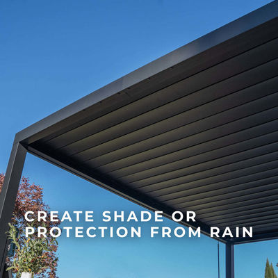 Jardín al aire libre Pergola de metal bioclimático L20xW10ft con sistema de techo impermeable