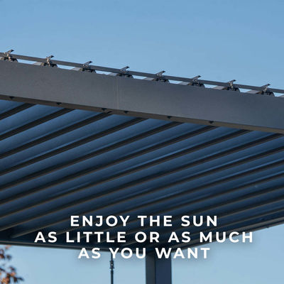 Jardín al aire libre Pergola de metal bioclimático L20xW10ft con sistema de techo impermeable
