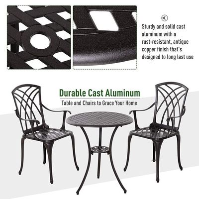 Muebles de balcón de aluminio fundido AJUNION Bistro al aire libre de 2 asientos con mesa redonda