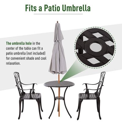 Muebles de balcón de aluminio fundido AJUNION Bistro al aire libre de 2 asientos con mesa redonda